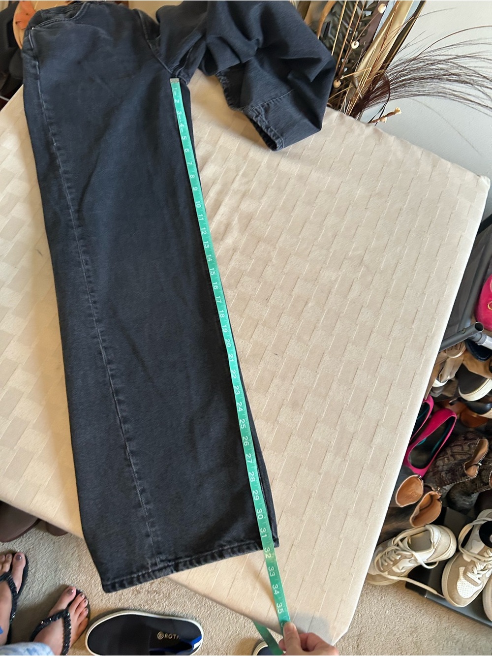 Free People We The Free Wide Leg Twisted Seam Panel Jean in Washed Black - Picture 12 of 13